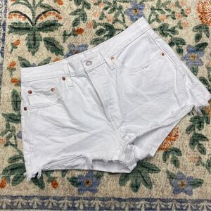 Levi’s 501 white high rise denim shorts size 29 Button Fly Premium